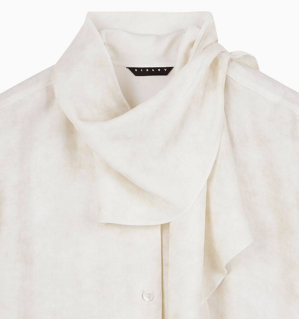 Cream shirt with scarf - sisley k shirts - Creamy White | Sisley K image number 4